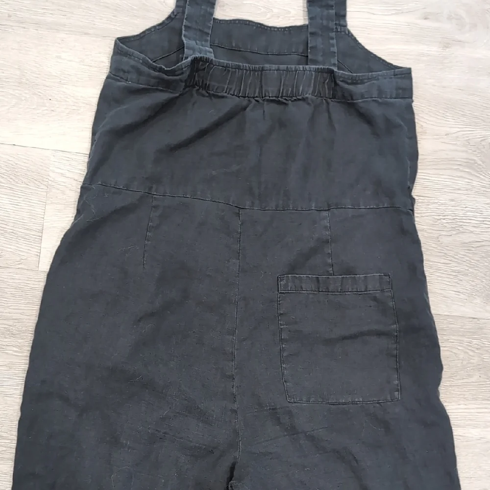 Everlane Women's Sleeveless 100% Linen Square Neck Jumpsuit Black Size 0